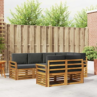 vidaXL Soffgrupper 7 pcs Naturlig och Antracit Massivt Akaciaträ