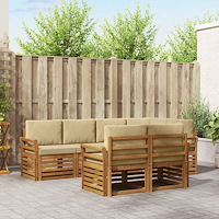 vidaXL Soffgrupper 7 pcs Naturlig och Beige Massivt Akaciaträ