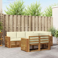 vidaXL Soffgrupper 7 pcs Naturlig och Grädde Massivt Akaciaträ