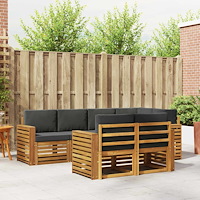 vidaXL Soffgrupper 7 pcs Naturlig och Antracit Massivt Akaciaträ