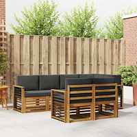 vidaXL Soffgrupper 7 pcs Naturlig och Antracit Massivt Akaciaträ