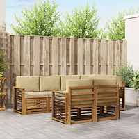 vidaXL Soffgrupper 7 pcs Naturlig och Beige Massivt Akaciaträ