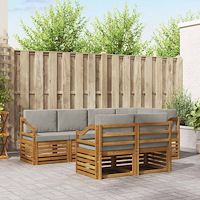 vidaXL Soffgrupper 7 pcs Naturlig och Ljus Grå Massivt Akaciaträ