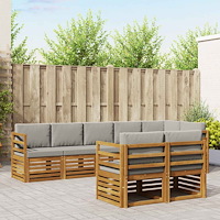 vidaXL Soffgrupper 8 pcs Naturlig och Ljus Grå Massivt Akaciaträ
