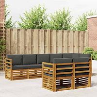 vidaXL Soffgrupper 8 pcs Naturlig och Antracit Massivt Akaciaträ