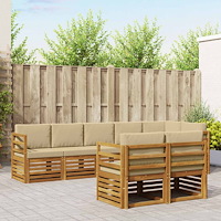vidaXL Soffgrupper 8 pcs Naturlig och Beige Massivt Akaciaträ