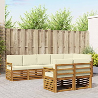 vidaXL Soffgrupper 8 pcs Naturlig och Grädde Massivt Akaciaträ