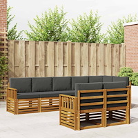 vidaXL Soffgrupper 8 pcs Naturlig och Antracit Massivt Akaciaträ