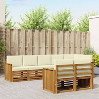 vidaXL Soffgrupper 8 pcs Naturlig och Grädde Massivt Akaciaträ