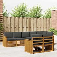 vidaXL Soffgrupper 8 pcs Naturlig och Antracit Massivt Akaciaträ