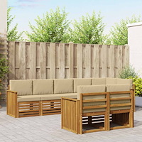 vidaXL Soffgrupper 8 pcs Naturlig och Beige Massivt Akaciaträ