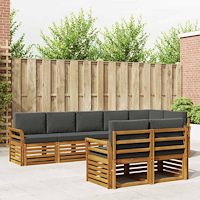 vidaXL Soffgrupper 8 pcs Naturlig och Antracit Massivt Akaciaträ