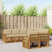 vidaXL Soffgrupper 8 pcs Naturlig och Beige Massivt Akaciaträ