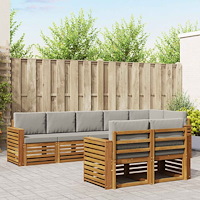 vidaXL Soffgrupper 8 pcs Naturlig och Ljus Grå Massivt Akaciaträ