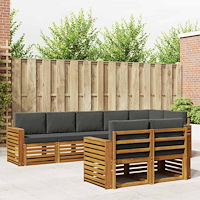 vidaXL Soffgrupper 8 pcs Naturlig och Antracit Massivt Akaciaträ