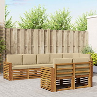 vidaXL Soffgrupper 8 pcs Naturlig och Beige Massivt Akaciaträ