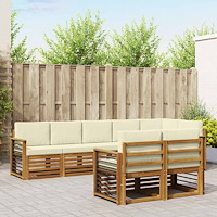 vidaXL Soffgrupper 8 pcs Naturlig och Grädde Massivt Akaciaträ