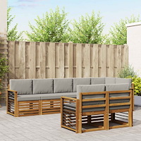 vidaXL Soffgrupper 8 pcs Naturlig och Ljus Grå Massivt Akaciaträ