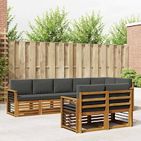 vidaXL Soffgrupper 8 pcs Naturlig och Antracit Massivt Akaciaträ