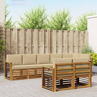 vidaXL Soffgrupper 8 pcs Naturlig och Beige Massivt Akaciaträ