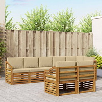 vidaXL Soffgrupper 8 pcs Naturlig och Beige Massivt Akaciaträ