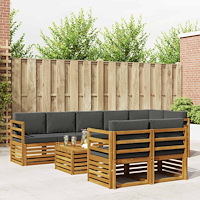 vidaXL Soffgrupper 9 pcs Naturlig och Antracit Massivt Akaciaträ