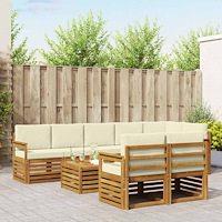 vidaXL Soffgrupper 9 pcs Naturlig och Grädde Massivt Akaciaträ