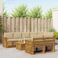 vidaXL Soffgrupper 9 pcs Naturlig och Beige Massivt Akaciaträ