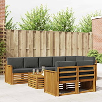 vidaXL Soffgrupper 9 pcs Naturlig och Antracit Massivt Akaciaträ