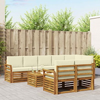 vidaXL Soffgrupper 9 pcs Naturlig och Grädde Massivt Akaciaträ
