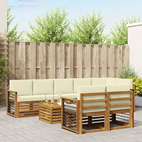 vidaXL Soffgrupper 9 pcs Naturlig och Grädde Massivt Akaciaträ