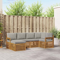 vidaXL Soffgrupper 6 pcs Naturlig och Ljus Grå Massivt Akaciaträ