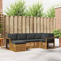 vidaXL Soffgrupper 6 pcs Naturlig och Antracit Massivt Akaciaträ