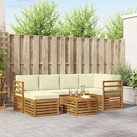 vidaXL Soffgrupper 7 pcs Naturlig och Grädde Massivt Akaciaträ