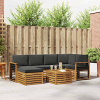 vidaXL Soffgrupper 7 pcs Naturlig och Antracit Massivt Akaciaträ
