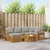 vidaXL Soffgrupper 7 pcs Naturlig och Ljus Grå Massivt Akaciaträ