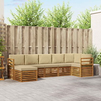 vidaXL Soffgrupper 7 pcs Naturlig och Beige Massivt Akaciaträ