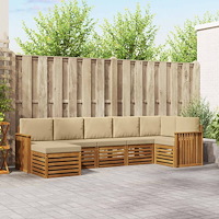 vidaXL Soffgrupper 7 pcs Naturlig och Beige Massivt Akaciaträ