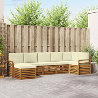 vidaXL Soffgrupper 7 pcs Naturlig och Grädde Massivt Akaciaträ