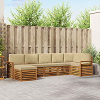 vidaXL Soffgrupper 7 pcs Naturlig och Beige Massivt Akaciaträ