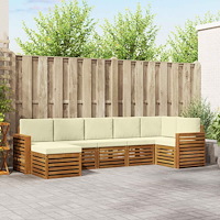 vidaXL Soffgrupper 7 pcs Naturlig och Grädde Massivt Akaciaträ