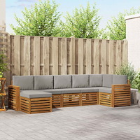 vidaXL Soffgrupper 7 pcs Naturlig och Ljus Grå Massivt Akaciaträ