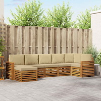 vidaXL Soffgrupper 7 pcs Naturlig och Beige Massivt Akaciaträ