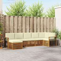 vidaXL Soffgrupper 7 pcs Naturlig och Grädde Massivt Akaciaträ