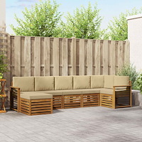 vidaXL Soffgrupper 7 pcs Naturlig och Beige Massivt Akaciaträ