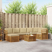 vidaXL Soffgrupper 8 pcs Naturlig och Beige Massivt Akaciaträ