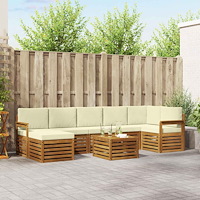 vidaXL Soffgrupper 8 pcs Naturlig och Grädde Massivt Akaciaträ