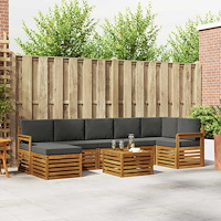 vidaXL Soffgrupper 8 pcs Naturlig och Antracit Massivt Akaciaträ