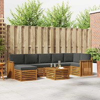 vidaXL Soffgrupper 8 pcs Naturlig och Antracit Massivt Akaciaträ