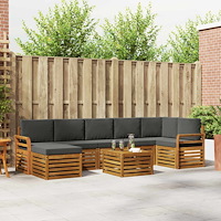 vidaXL Soffgrupper 8 pcs Naturlig och Antracit Massivt Akaciaträ